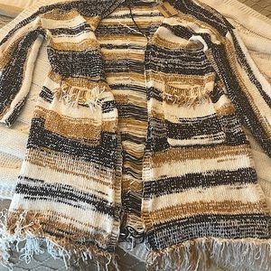 Striped Fringe Boho Cardigan